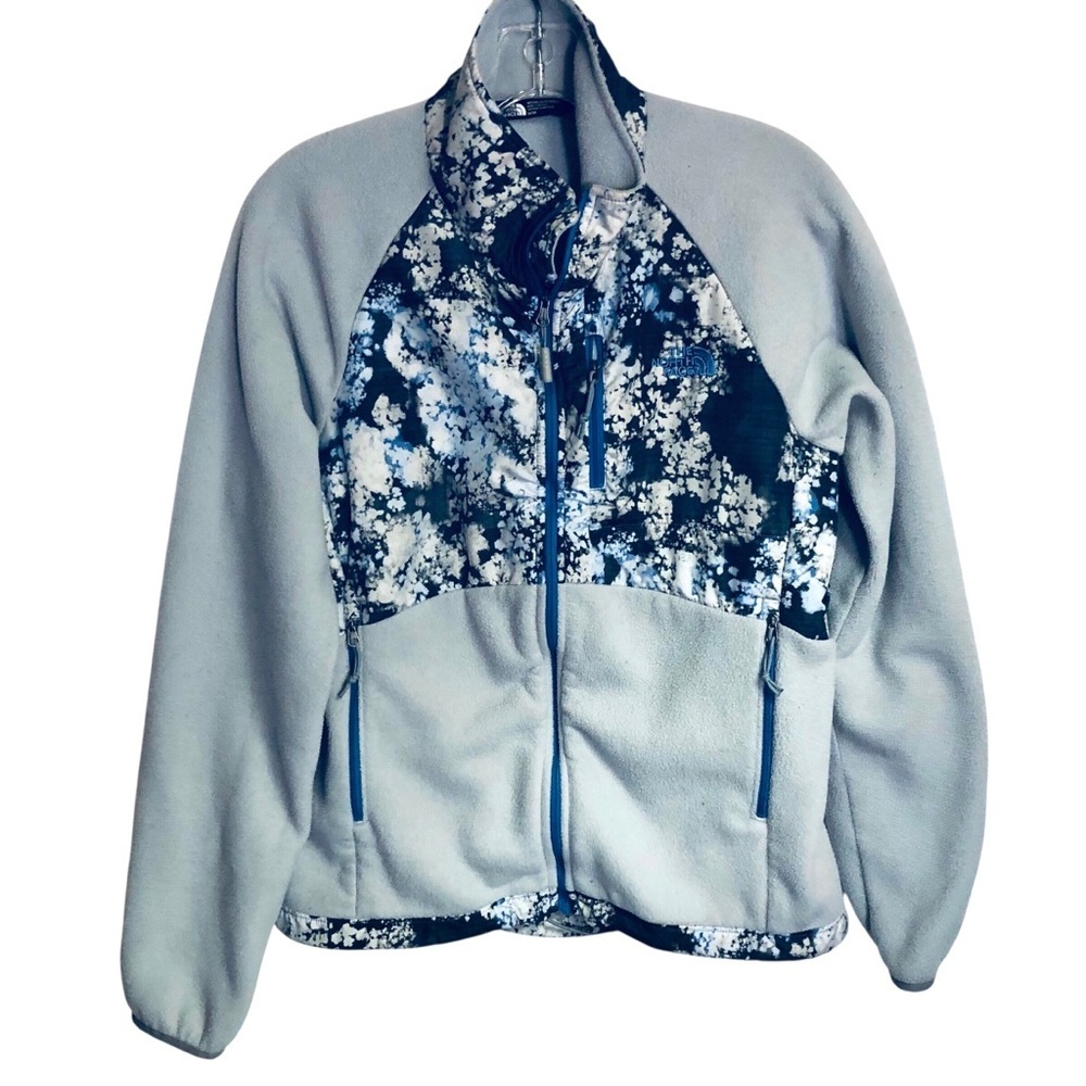 The North Face Printed Denali Fleece Full Zip Jacket Light Gray Floral Size: M
